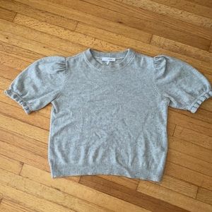 Frame, grey, puff sleeve cashmere sweater